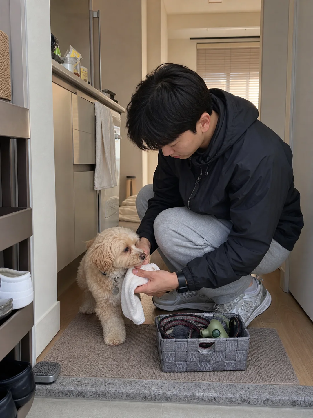 강아지 산책 뒤 3분, 현관 한 바구니로 끝내는 루틴 사진